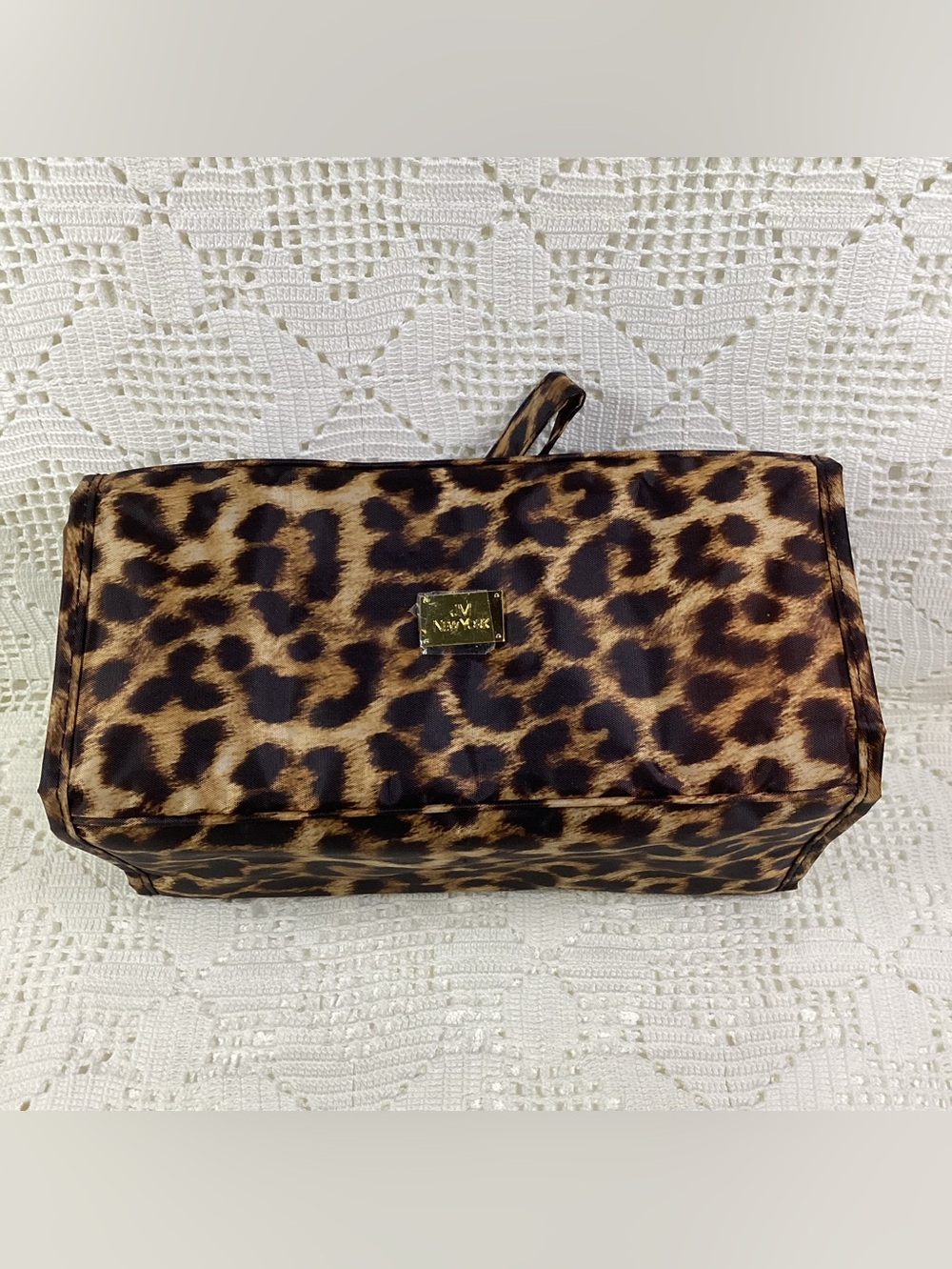 Joy Mangano Large Leopard Print Cosmetic Bag - Brown